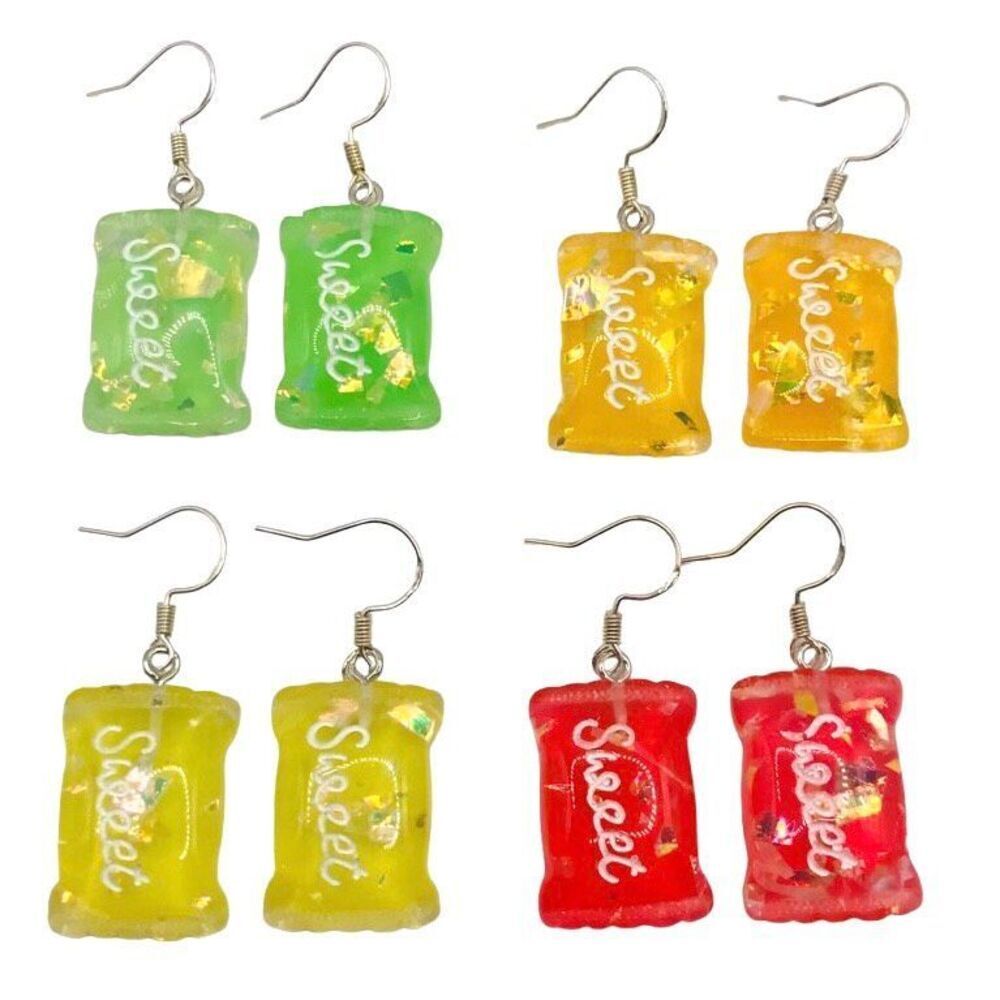 Gimme Gummy Set of 4 Sterling Silver Sweet Candy Dangle Earrings